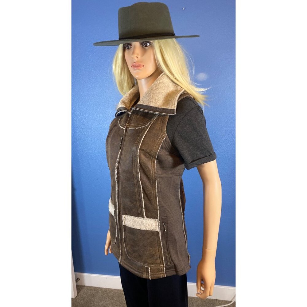 NWT KUHL Womens Dani Sherpa Vest Italian Faux Leather Shearling S Brown MSRP$219 - Picture 4 of 17
